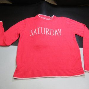 "Saturday" Red Crew Neck Long Sleeve Women's Medium Sweater Great Condition
